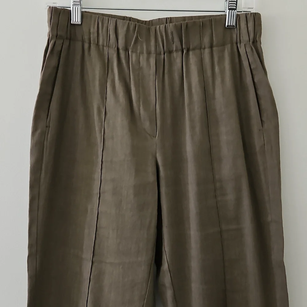 Babaton Cropped Linen-blend Pants In Morel‎ Size Small